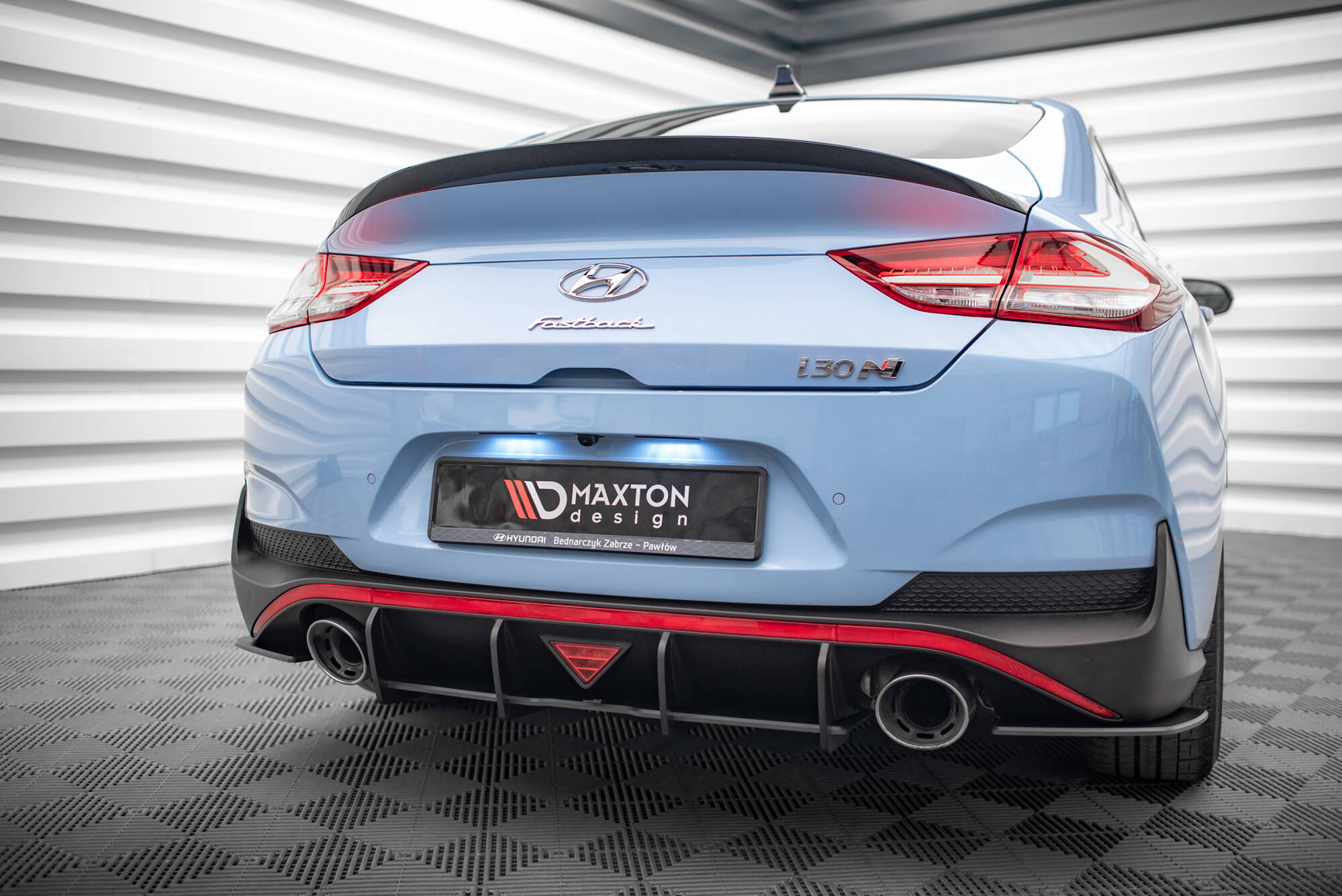Street Pro Heckschürze Heck Ansatz Diffusor passend für Hyundai I30 N Fastback FL Mk3 rot