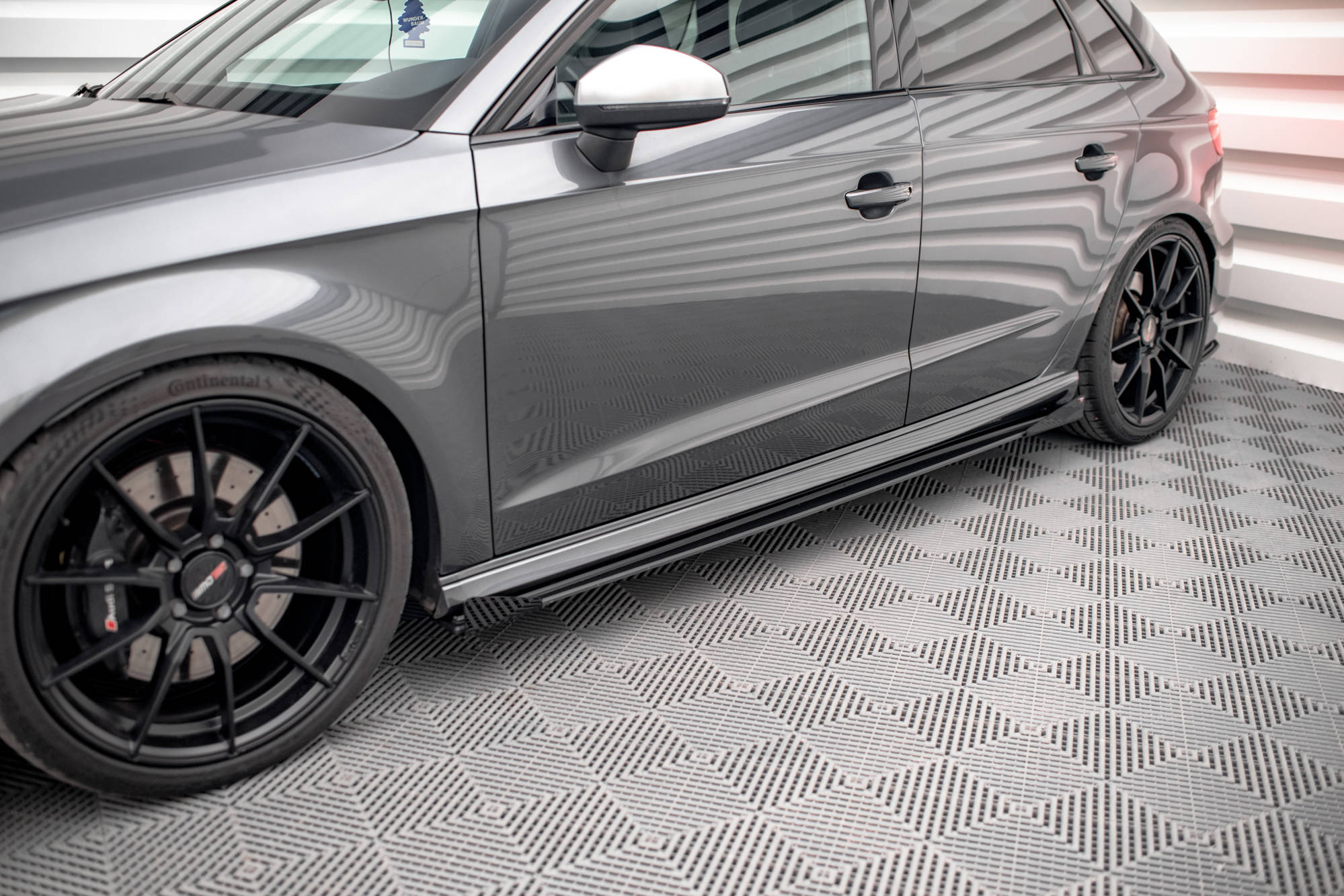 Street Pro Seitenschweller Leisten + Flaps passend für Audi S3 / A3 S-Line Sportback 8V FL schwarz Hochglanz