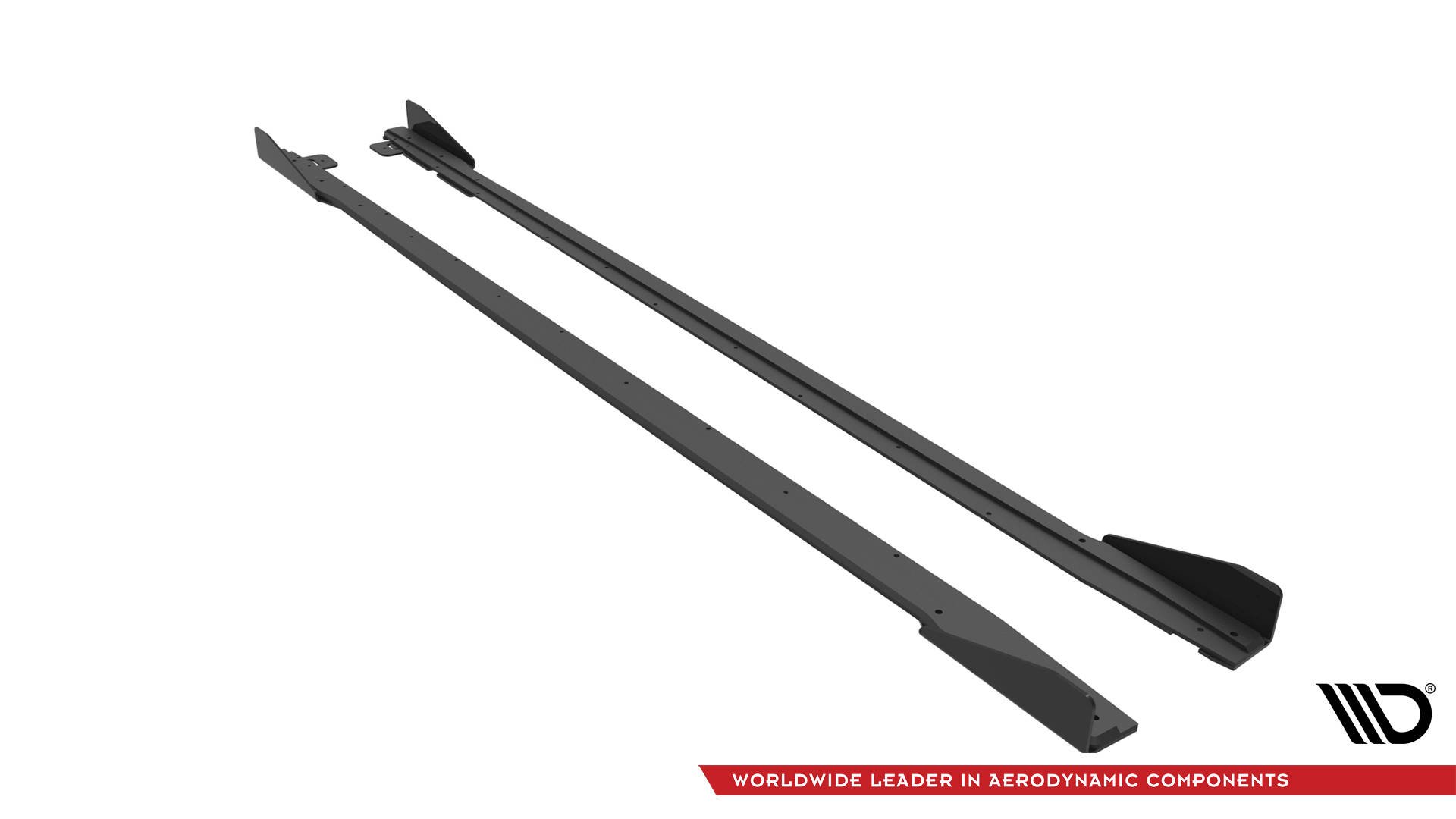 Street Pro Seitenschweller Leisten V.1 passend für Ford Mustang GT Mk6 FL rot+ Hochglanz Flaps