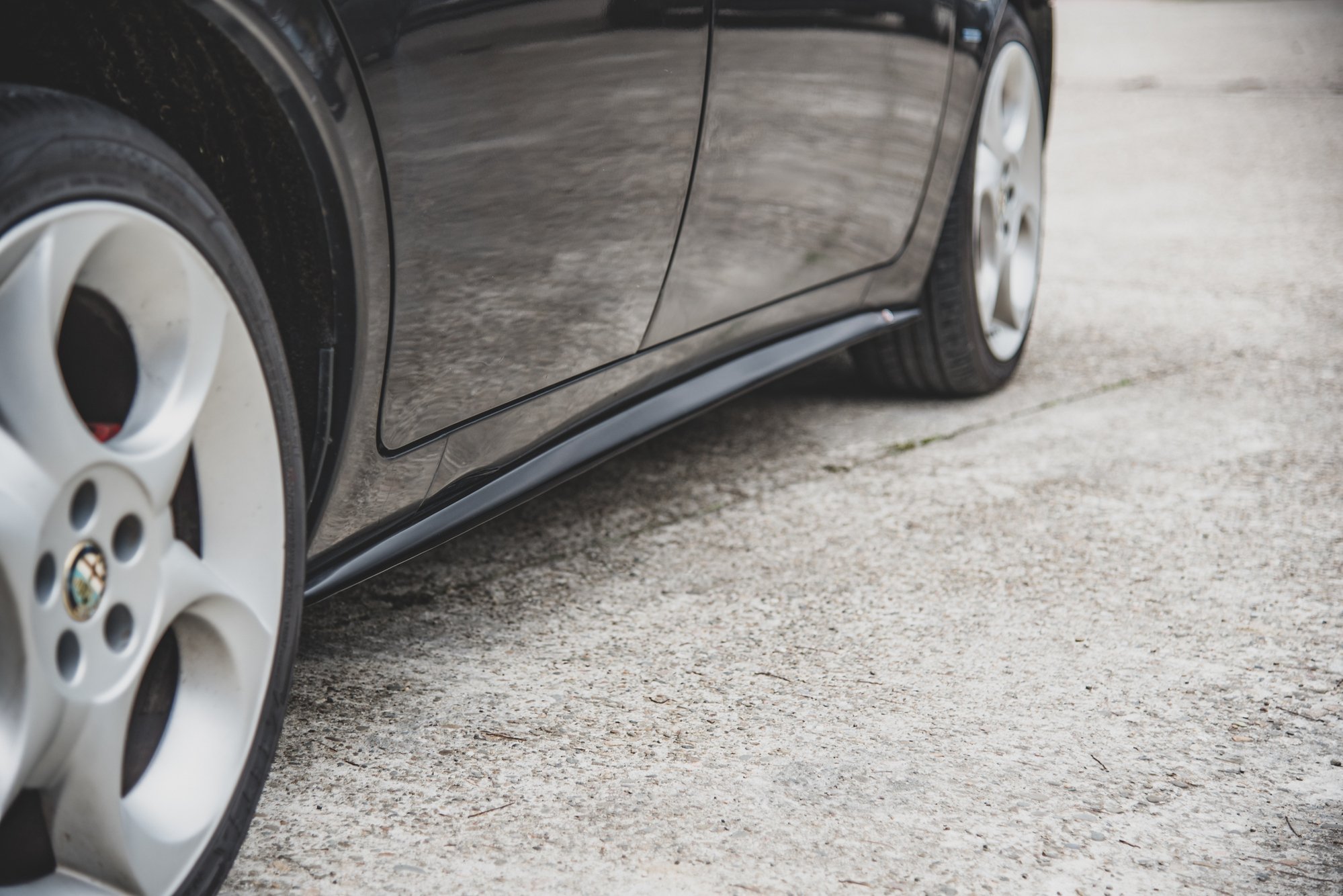 Seitenschweller Ansatz für Alfa Romeo 156 Facelift schwarz Hochglanz