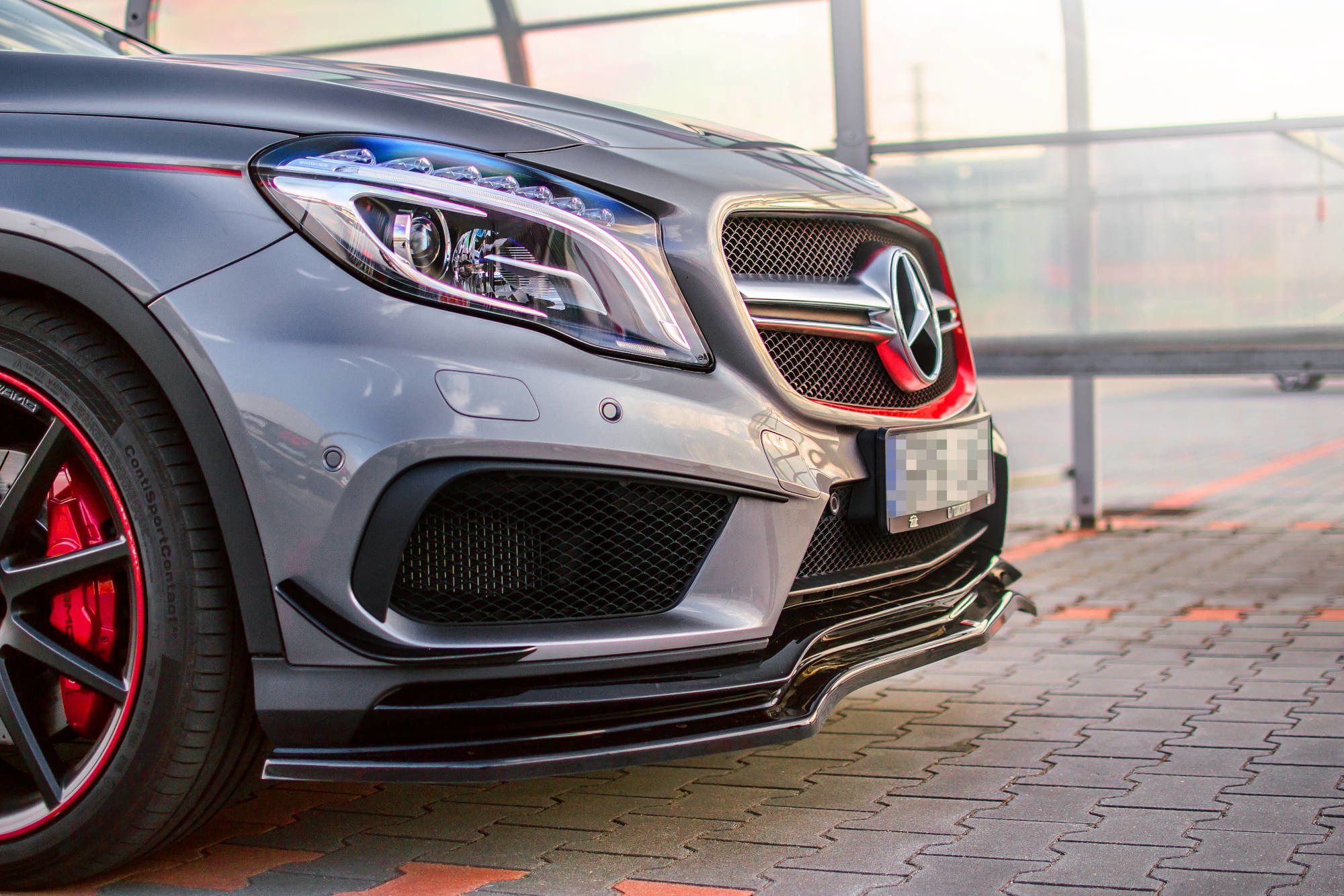 Front Ansatz für Mercedes GLA 45 AMG SUV X156 vor Facelift schwarz matt