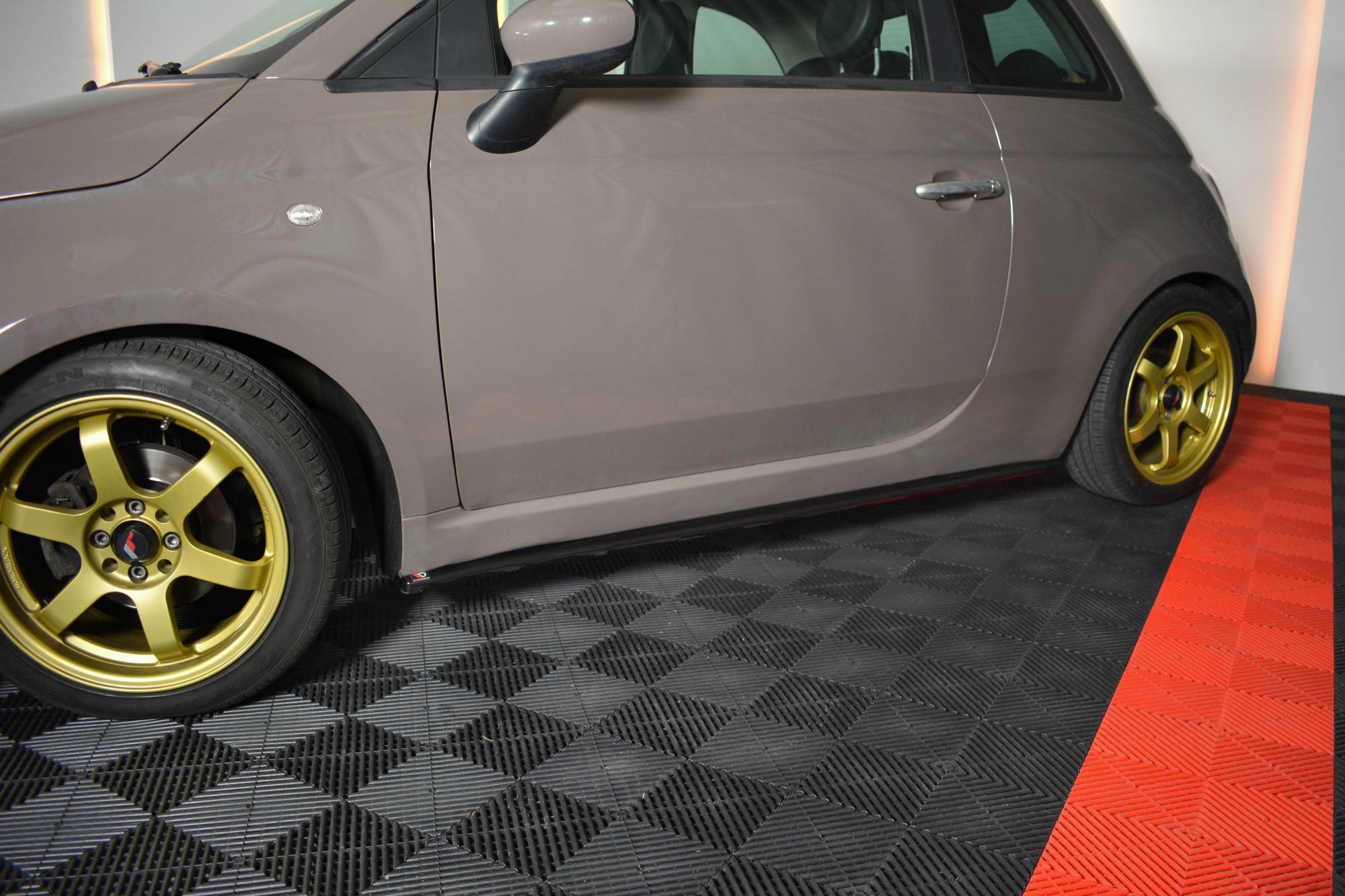 Seitenschweller Ansatz für Fiat 500 schwarz Hochglanz