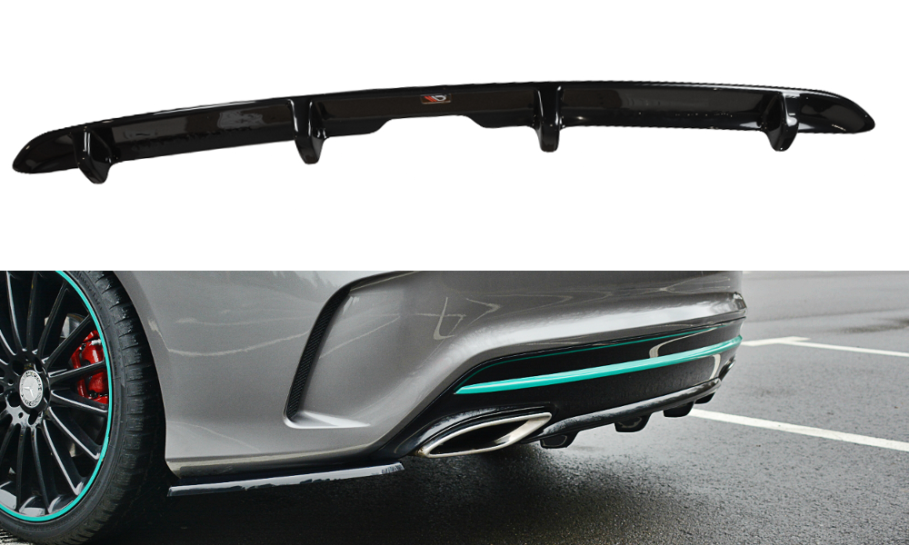 Diffusor Heck Ansatz für Mercedes CLA C117 AMG-LINE FACELIFT schwarz Hochglanz