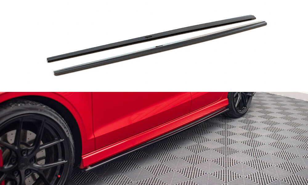 Seitenschweller Ansatz für V.1 für Audi S3 / A3 S-Line 8V / 8V FL Limousine schwarz Hochglanz